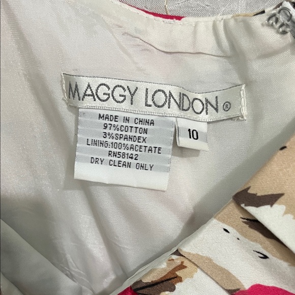 Maggy London Floral Midi Dress - Red, Brown, and Cream - Picture 2 of 7